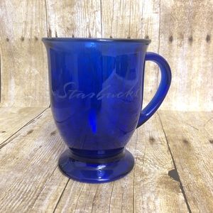 Starbucks Cobalt Blue Glass Coffee Cup Mug 16oz